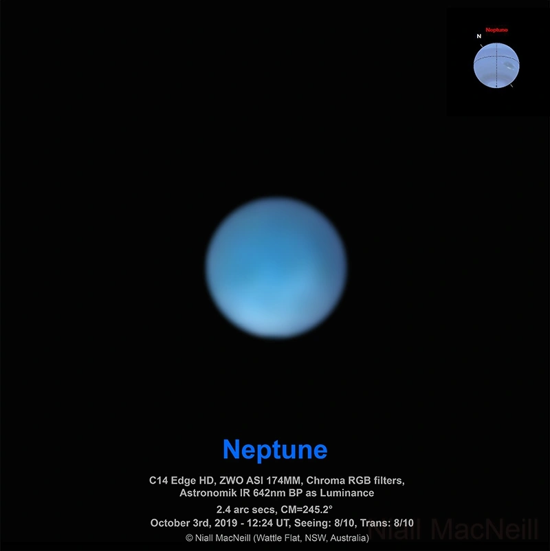 Image de Neptune prise d'un télescope Celestron C14 EdgeHD