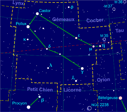map de la constellation de Gemini