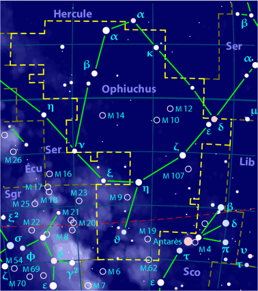 Carte de la constellation d'Ophiuchus
