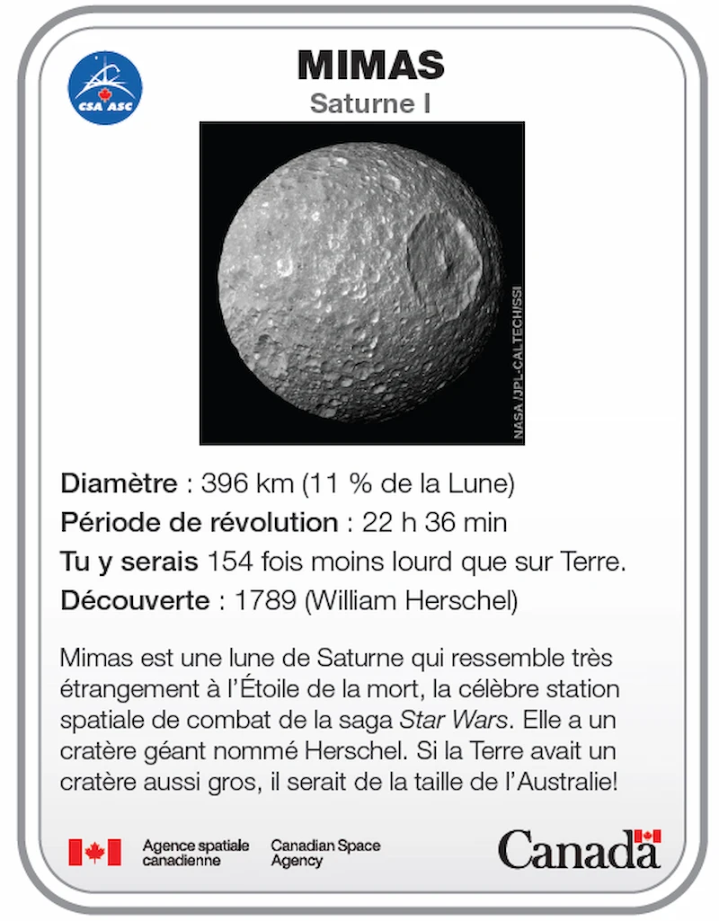 Carte d'identité lune Mimas