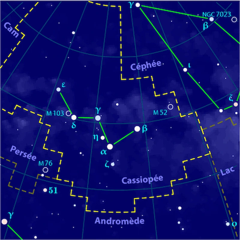 Carte pour la constellation de Cassiopée