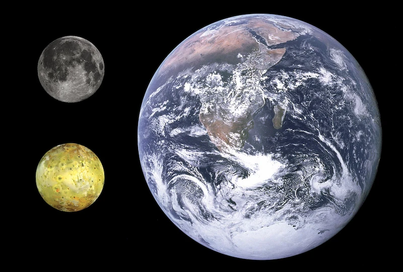 Comparaison taille Io, Lune et Terre