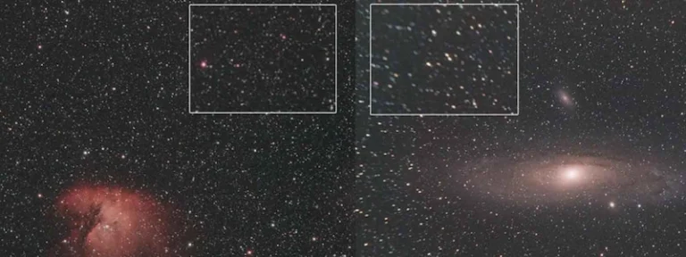 Exemple d'une observation au télecope avec et sans backfocus